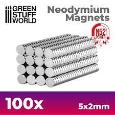 Neodymium Magnets 5x2mm - 100 Units (N52) - Green Stuff World